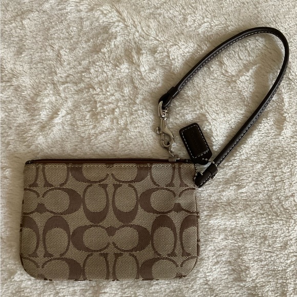 Coach Signature C Jacquard Wristlet with Leather Strap - Picture 2 of 5
